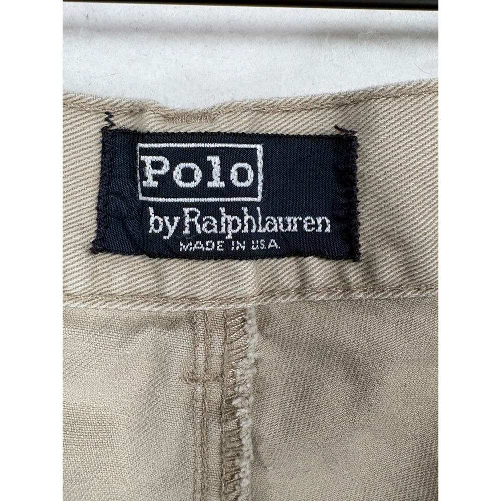 Vintage Polo Ralph Lauren Mens 38 Pleated Chino Shorts Khaki Tan Made in USA - Picture 5 of 13